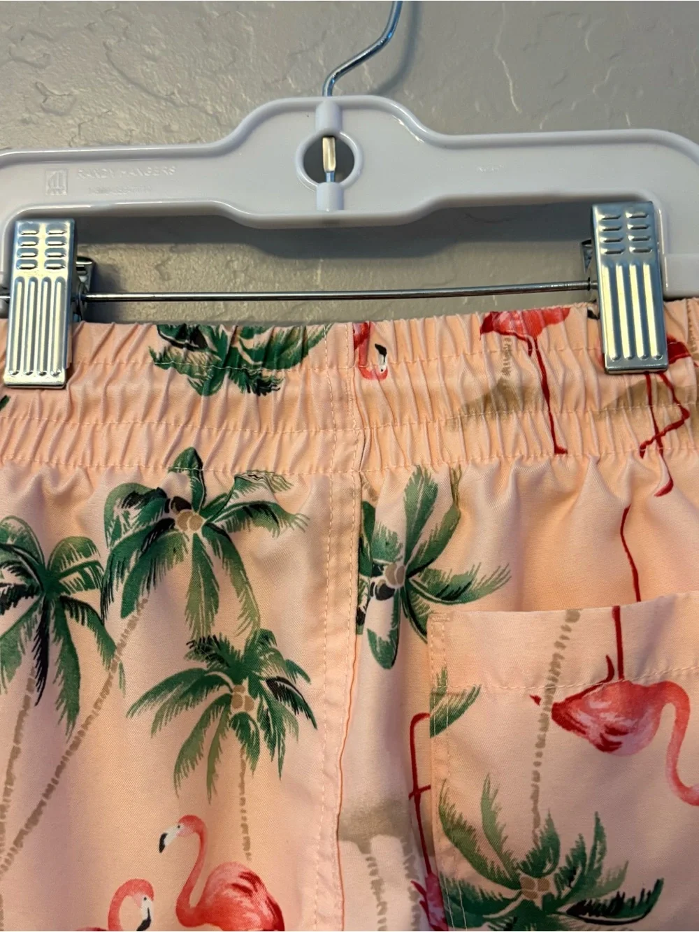 Old Navy pink flamingo and palm tree print boys swim trunks size xs 5